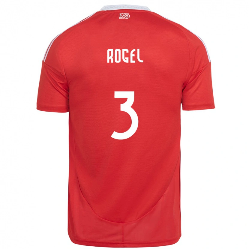 Danxen Enfant Maillot Agustín Rogel #3 Blanc Rouge Tenues Domicile 2025/26 T-Shirt