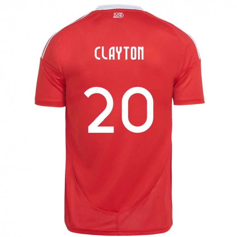 Danxen Enfant Maillot Clayton #20 Blanc Rouge Tenues Domicile 2025/26 T-Shirt