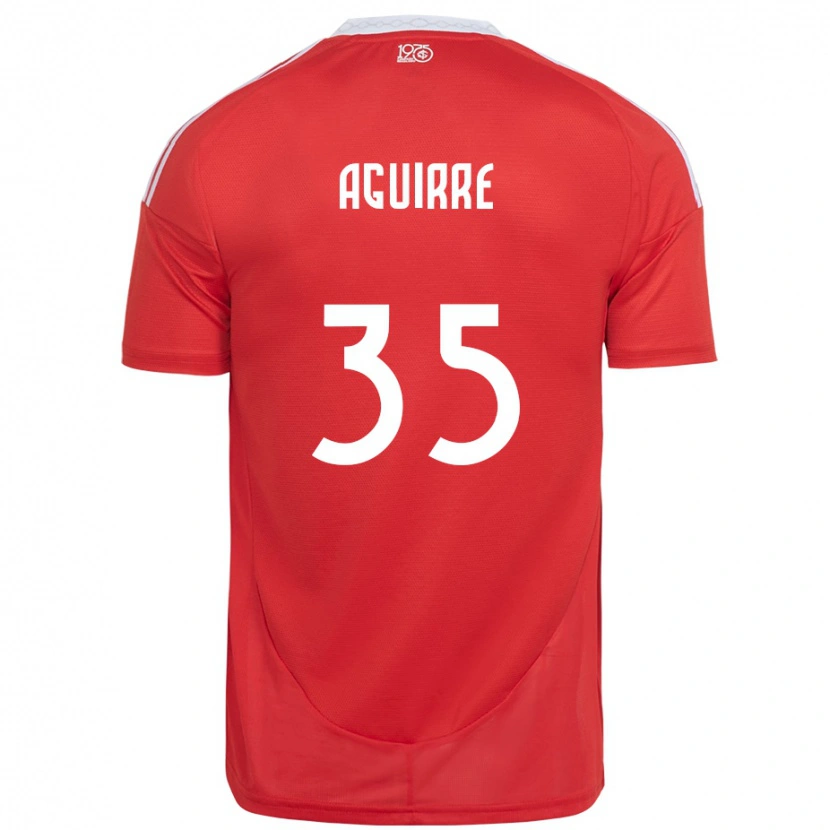 Danxen Enfant Maillot Braian Aguirre #35 Blanc Rouge Tenues Domicile 2025/26 T-Shirt