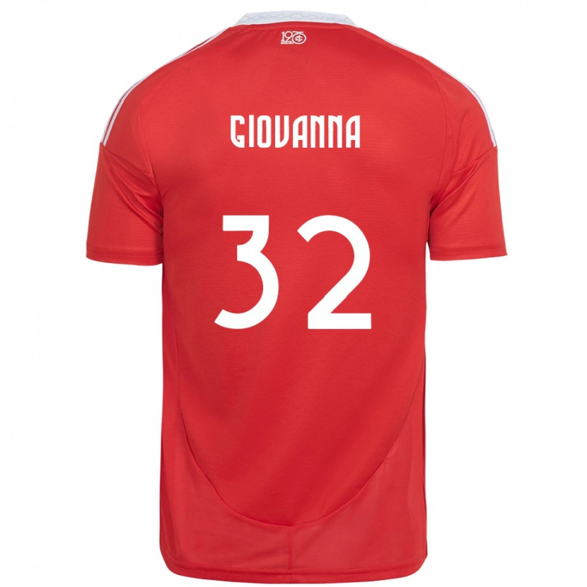 Danxen Enfant Maillot Giulia Giovanna #32 Blanc Rouge Tenues Domicile 2025/26 T-Shirt