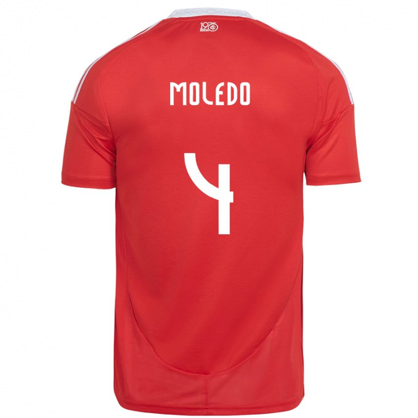 Danxen Enfant Maillot Rodrigo Moledo #4 Blanc Rouge Tenues Domicile 2025/26 T-Shirt