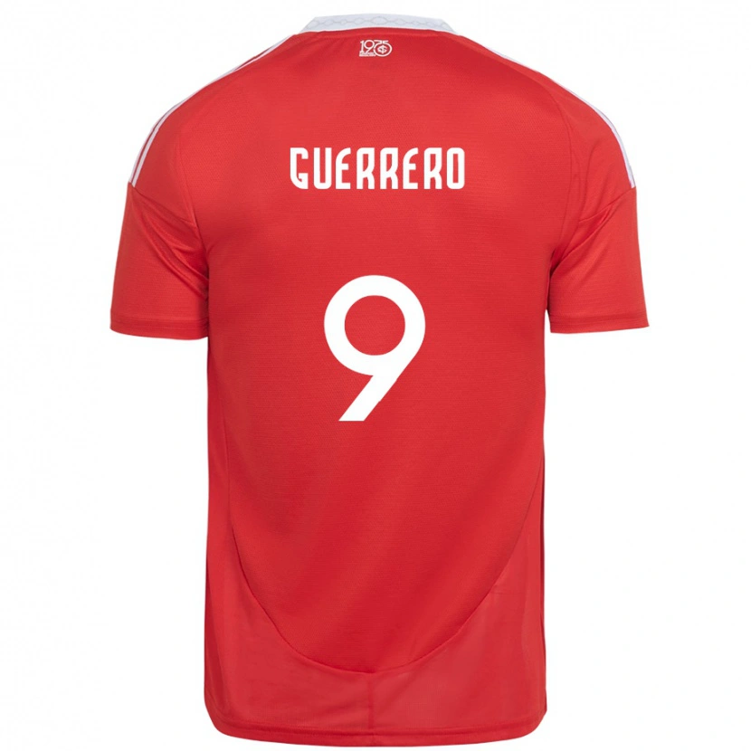 Danxen Enfant Maillot Paolo Guerrero #9 Blanc Rouge Tenues Domicile 2025/26 T-Shirt