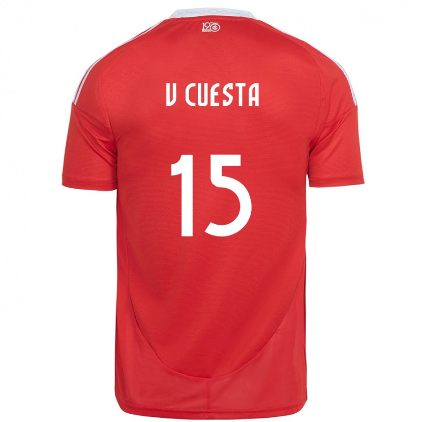 Danxen Enfant Maillot Victor Cuesta #15 Blanc Rouge Tenues Domicile 2025/26 T-Shirt