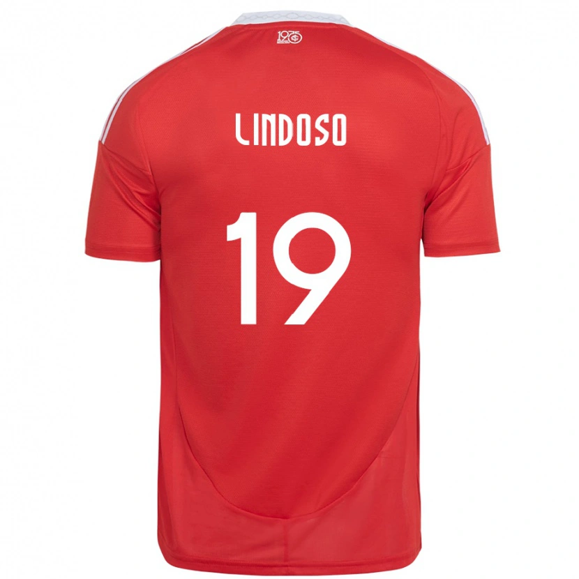 Danxen Enfant Maillot Rodrigo Lindoso #19 Blanc Rouge Tenues Domicile 2025/26 T-Shirt