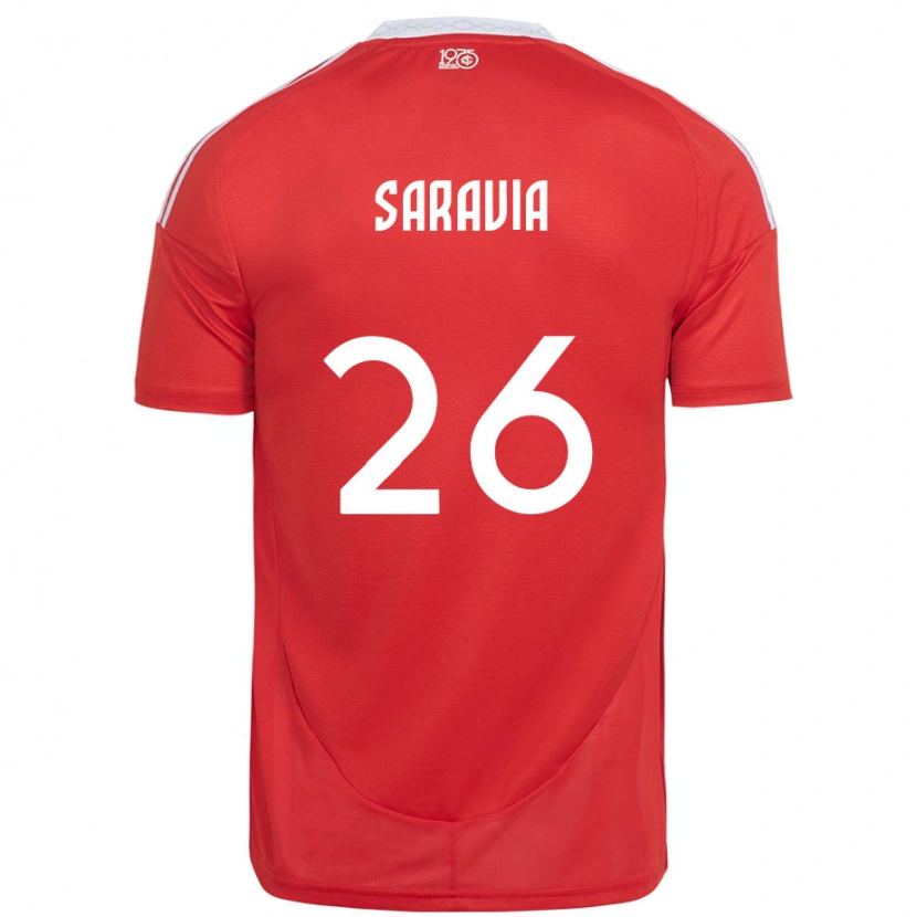 Danxen Enfant Maillot Saravia #26 Blanc Rouge Tenues Domicile 2025/26 T-Shirt