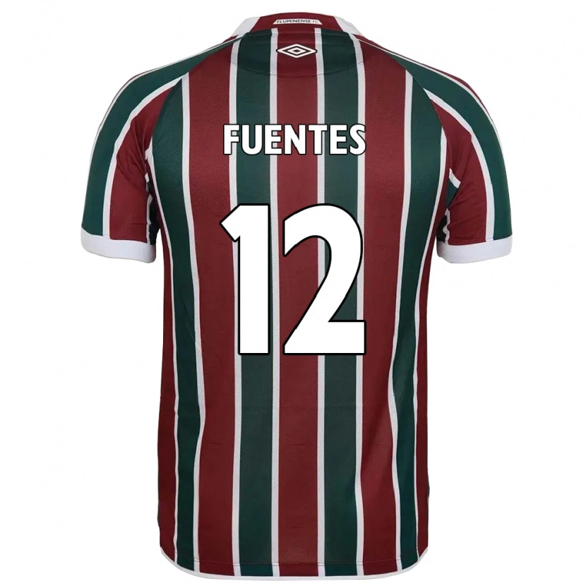 Danxen Enfant Maillot Gabriel Fuentes #12 Blanc Vert Bordeaux Tenues Domicile 2025/26 T-Shirt