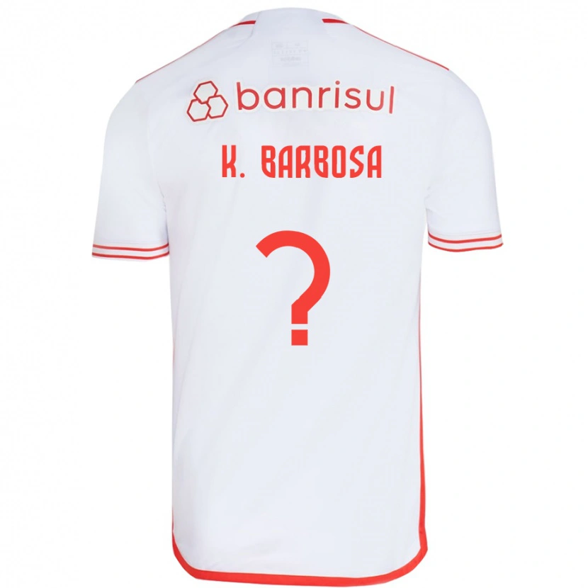 Danxen Enfant Maillot Kauã Barbosa #0 Rouge Blanc Tenues Extérieur 2025/26 T-Shirt