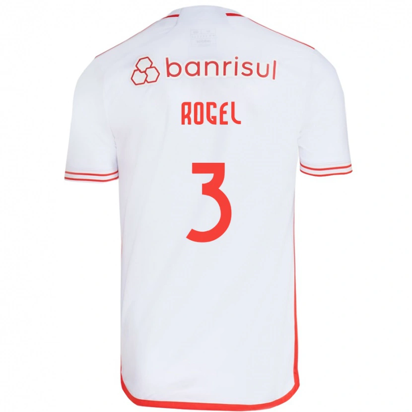 Danxen Enfant Maillot Agustín Rogel #3 Rouge Blanc Tenues Extérieur 2025/26 T-Shirt