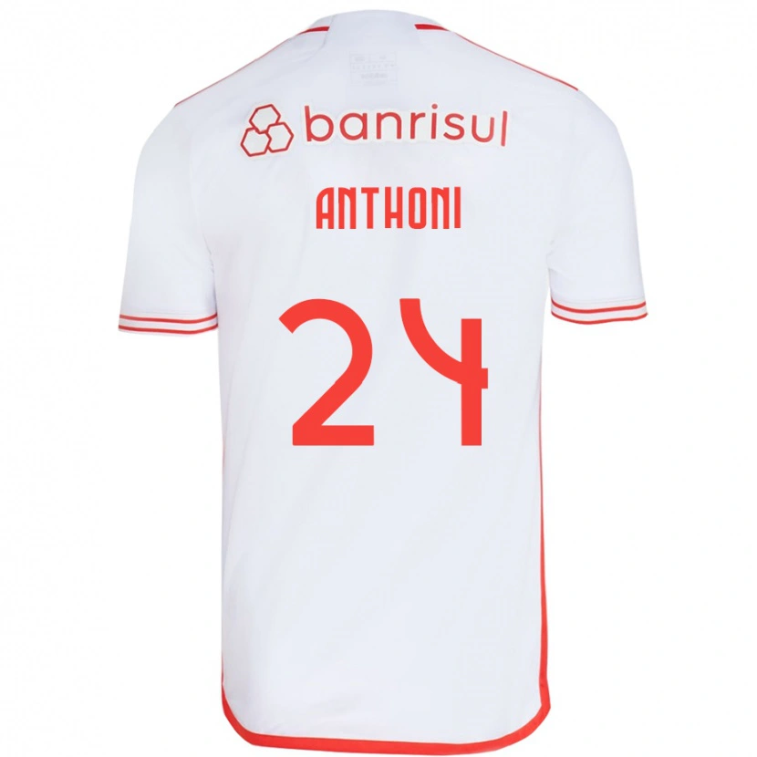 Danxen Enfant Maillot Anthoni #24 Rouge Blanc Tenues Extérieur 2025/26 T-Shirt