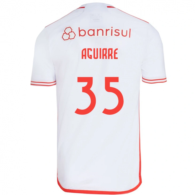 Danxen Enfant Maillot Braian Aguirre #35 Rouge Blanc Tenues Extérieur 2025/26 T-Shirt