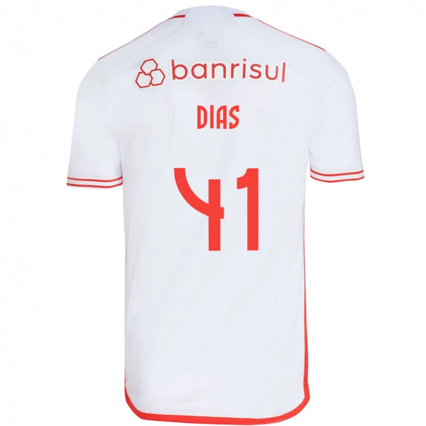 Danxen Enfant Maillot Matheus Dias #41 Rouge Blanc Tenues Extérieur 2025/26 T-Shirt