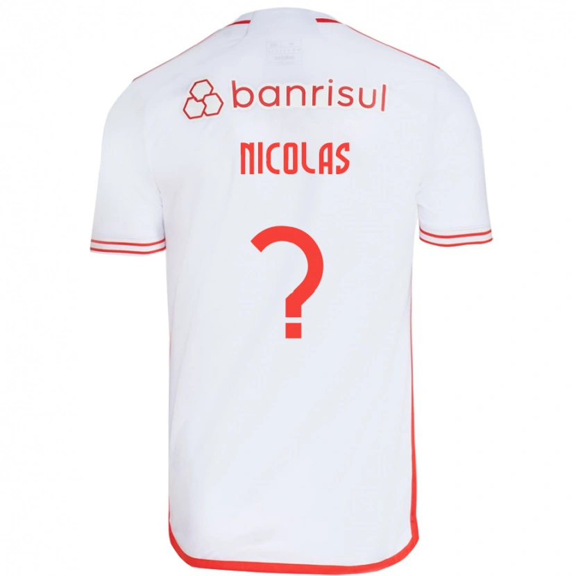 Danxen Enfant Maillot Nicolas #0 Rouge Blanc Tenues Extérieur 2025/26 T-Shirt