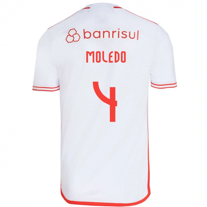 Danxen Enfant Maillot Rodrigo Moledo #4 Rouge Blanc Tenues Extérieur 2025/26 T-Shirt