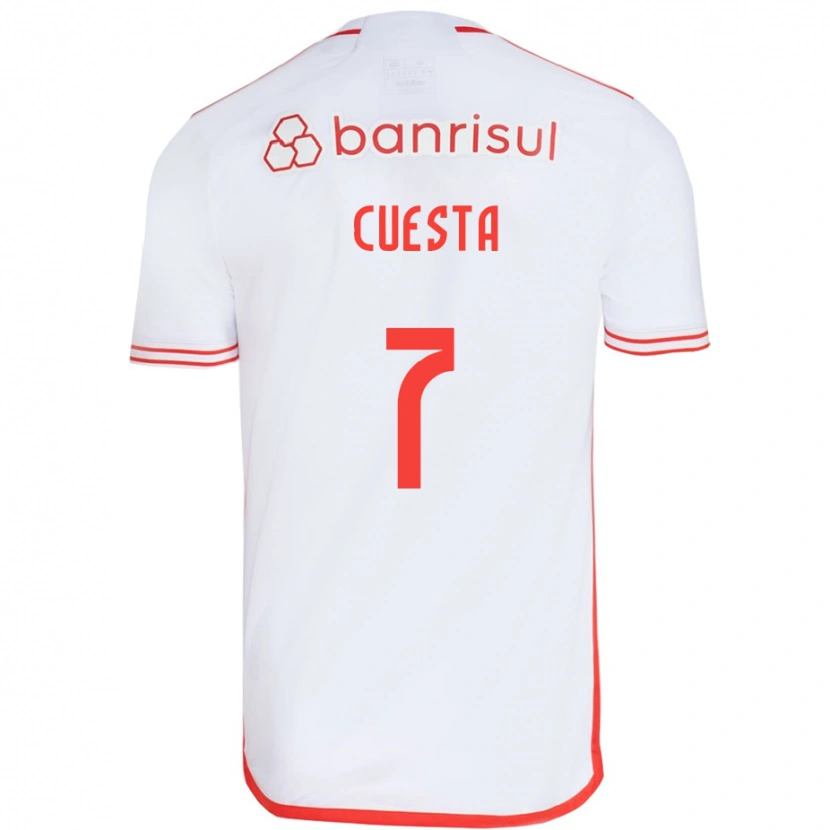 Danxen Enfant Maillot Juan Manuel Cuesta #7 Rouge Blanc Tenues Extérieur 2025/26 T-Shirt