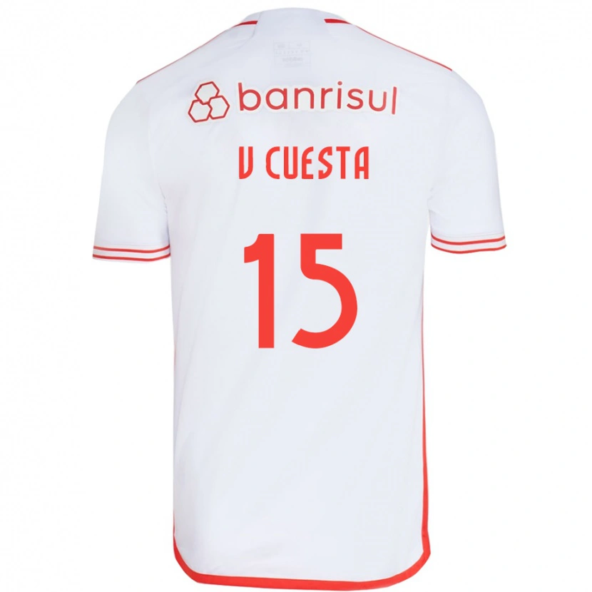 Danxen Enfant Maillot Victor Cuesta #15 Rouge Blanc Tenues Extérieur 2025/26 T-Shirt