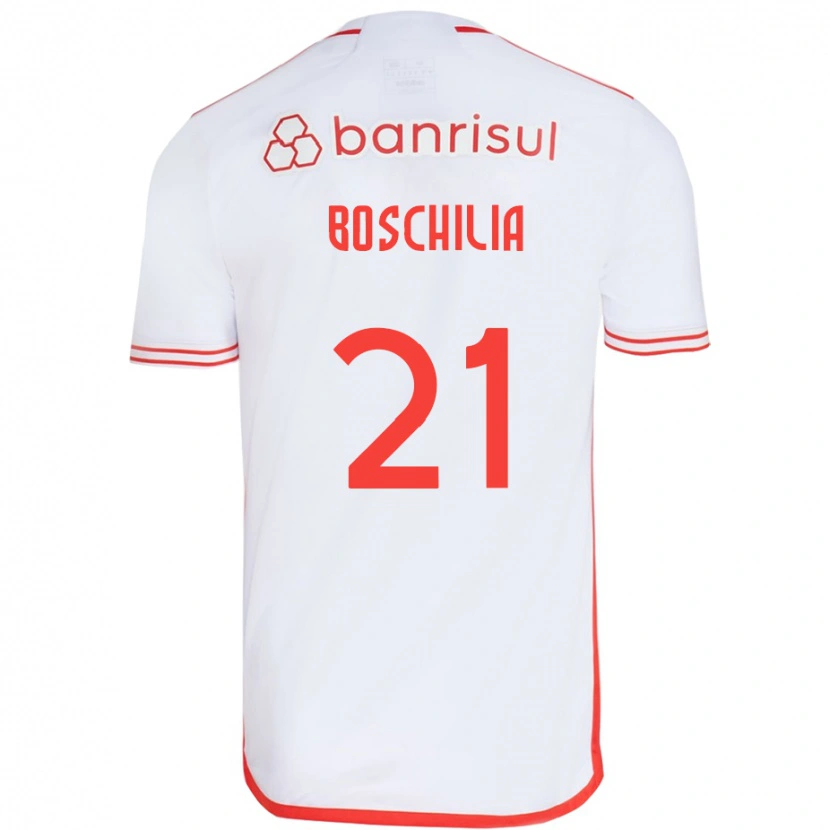 Danxen Enfant Maillot Gabriel Boschilia #21 Rouge Blanc Tenues Extérieur 2025/26 T-Shirt