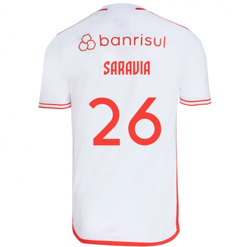 Danxen Enfant Maillot Saravia #26 Rouge Blanc Tenues Extérieur 2025/26 T-Shirt