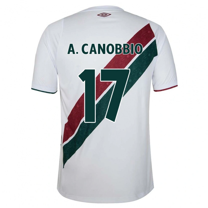 Danxen Enfant Maillot Agustín Canobbio #17 Vert Bordeaux Blanc Tenues Extérieur 2025/26 T-Shirt