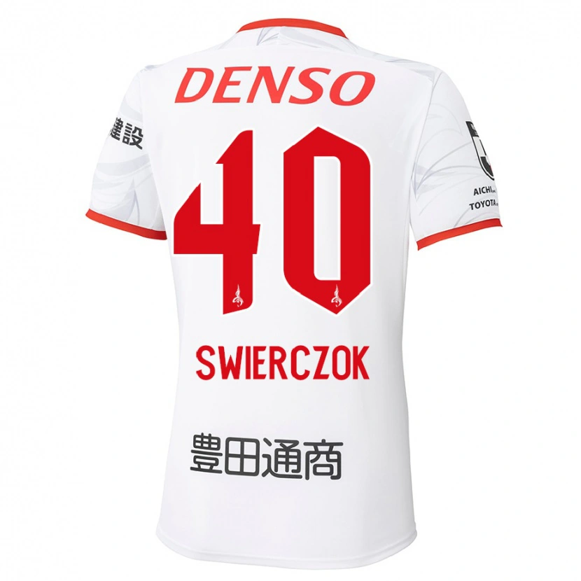 Danxen Enfant Maillot Jakub Swierczok #40 Rouge Jaune Tenues Extérieur 2025/26 T-Shirt