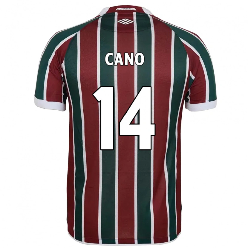 Danxen Homme Maillot Germán Cano #14 Blanc Vert Bordeaux Tenues Domicile 2025/26 T-Shirt