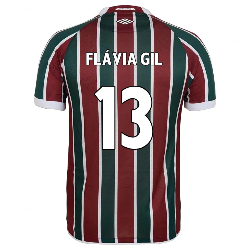 Danxen Homme Maillot Flávia Gil #13 Blanc Vert Bordeaux Tenues Domicile 2025/26 T-Shirt