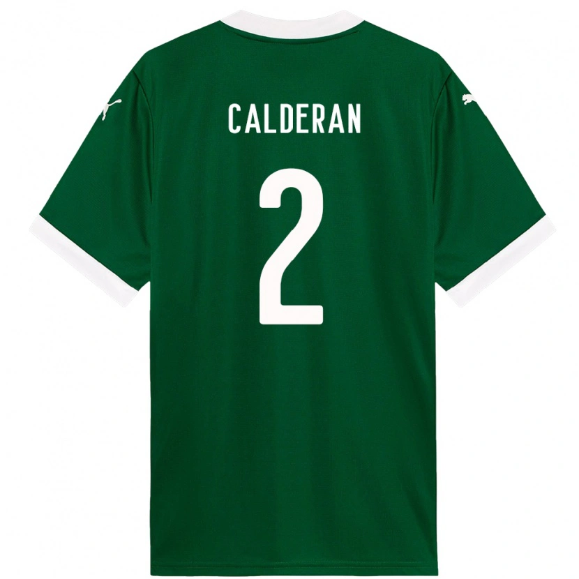 Danxen Homme Maillot Bruna Calderan #2 Blanc Vert Tenues Domicile 2025/26 T-Shirt