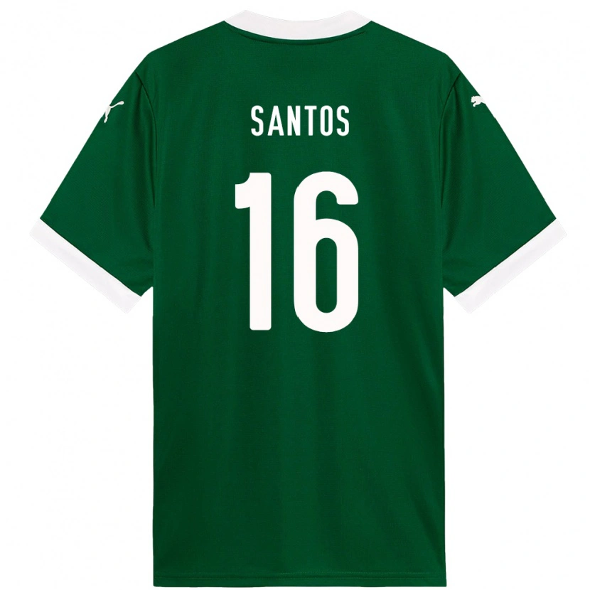 Danxen Homme Maillot Gaby Santos #16 Blanc Vert Tenues Domicile 2025/26 T-Shirt