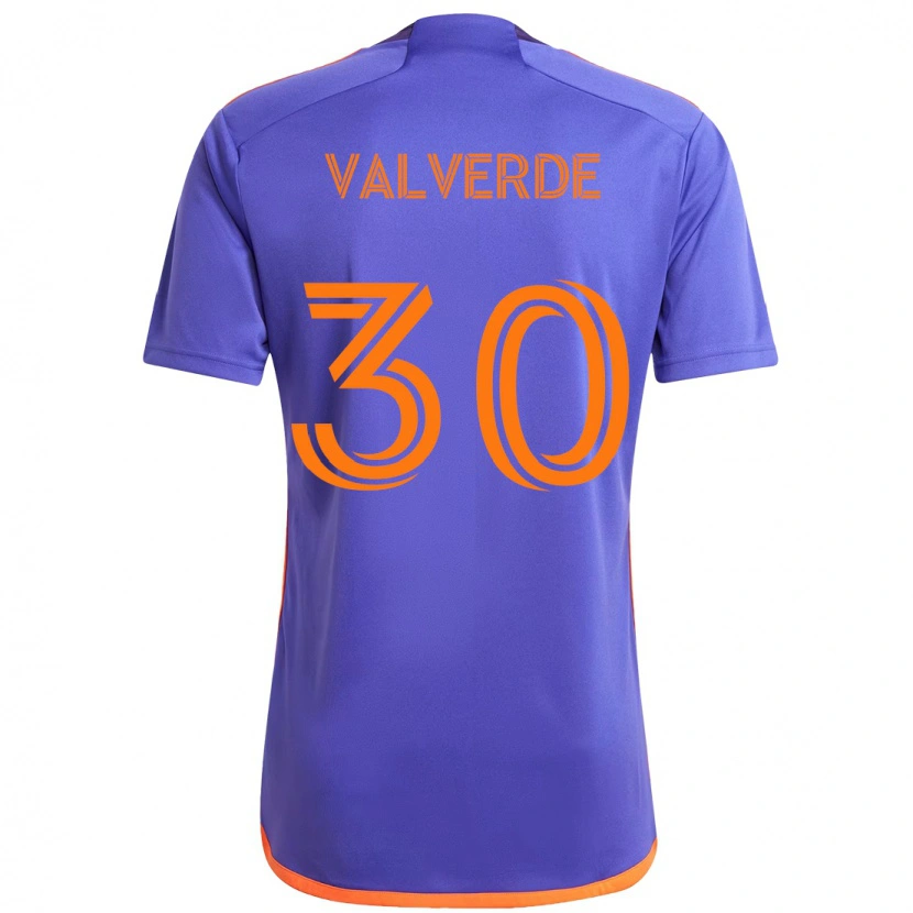 Danxen Homme Maillot Jefferson Valverde #30 Orange Blanc Tenues Extérieur 2025/26 T-Shirt