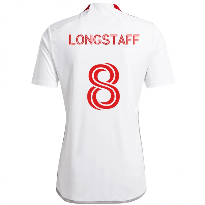 Danxen Homme Maillot Matty Longstaff #8 Rouge Blanc Tenues Extérieur 2025/26 T-Shirt