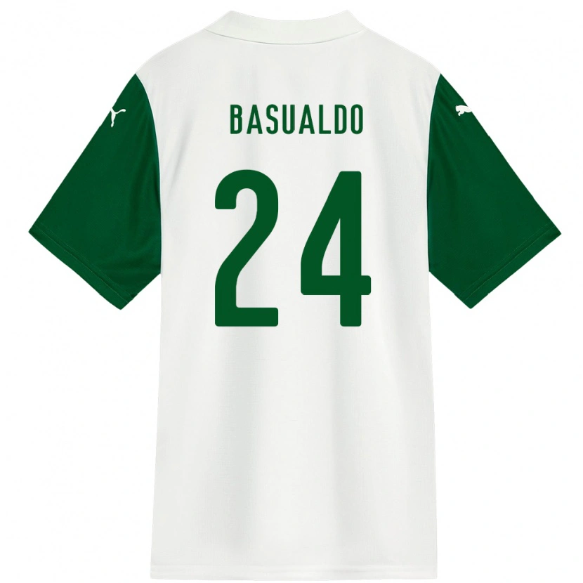 Danxen Homme Maillot Luis Basualdo #24 Vert Blanc Tenues Extérieur 2025/26 T-Shirt