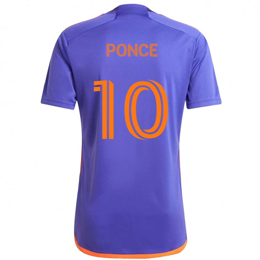 Danxen Femme Maillot Ezequiel Ponce #10 Orange Blanc Tenues Extérieur 2025/26 T-Shirt