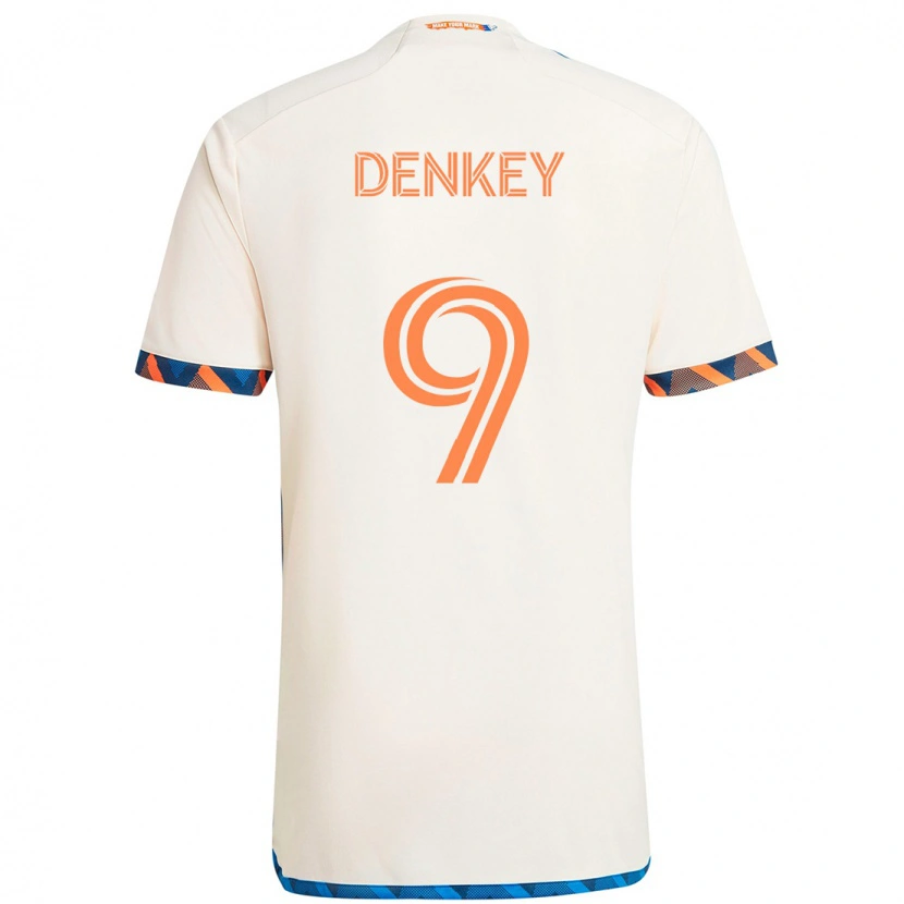 Danxen Femme Maillot Kévin Denkey #9 Bleu Foncé Orange Tenues Extérieur 2025/26 T-Shirt