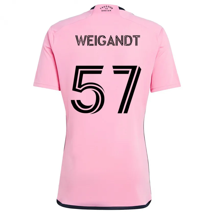 Danxen Enfant Maillot Marcelo Weigandt #57 Rose Tenues Domicile 2024/25 T-Shirt