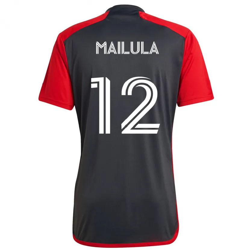 Danxen Enfant Maillot Cassius Mailula #12 Rouge Gris Tenues Domicile 2024/25 T-Shirt