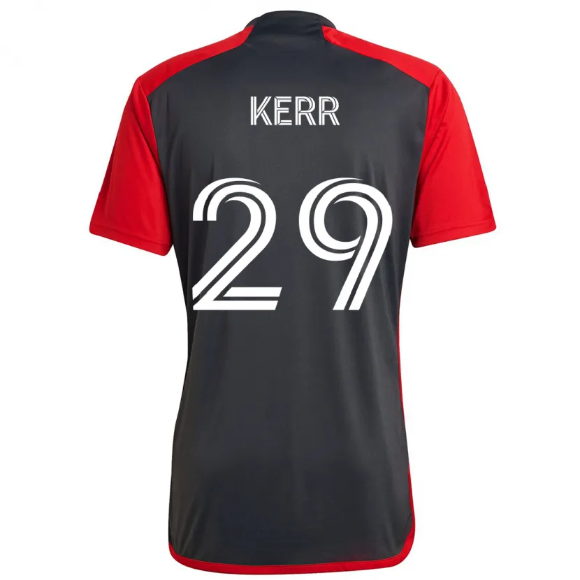 Danxen Enfant Maillot Deandre Kerr #29 Rouge Gris Tenues Domicile 2024/25 T-Shirt