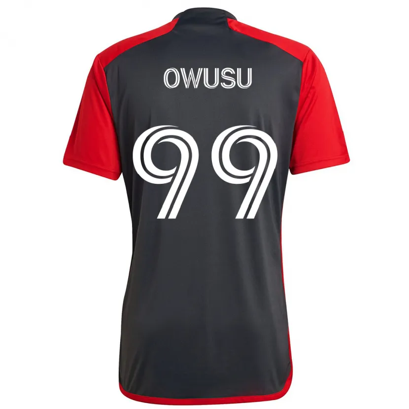 Danxen Enfant Maillot Prince Osei Owusu #99 Rouge Gris Tenues Domicile 2024/25 T-Shirt