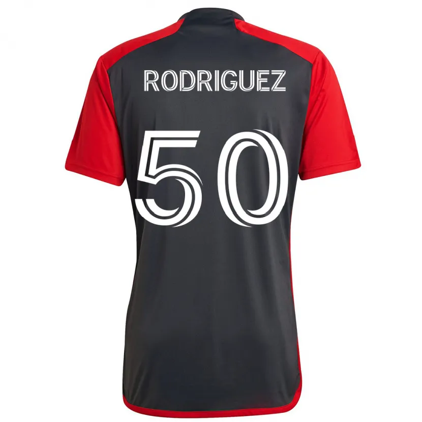 Danxen Enfant Maillot Abraham Rodriguez #50 Rouge Gris Tenues Domicile 2024/25 T-Shirt