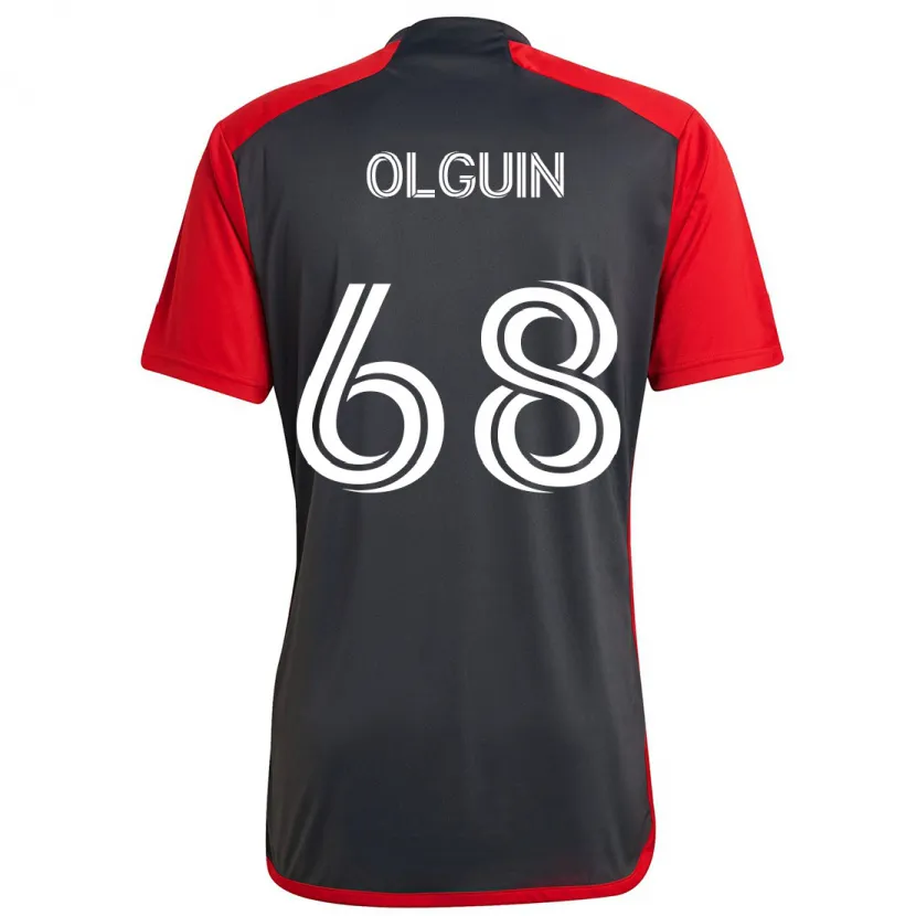 Danxen Enfant Maillot Lucas Olguin #68 Rouge Gris Tenues Domicile 2024/25 T-Shirt