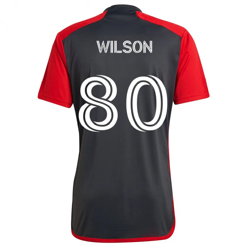 Danxen Enfant Maillot Shafique Wilson #80 Rouge Gris Tenues Domicile 2024/25 T-Shirt