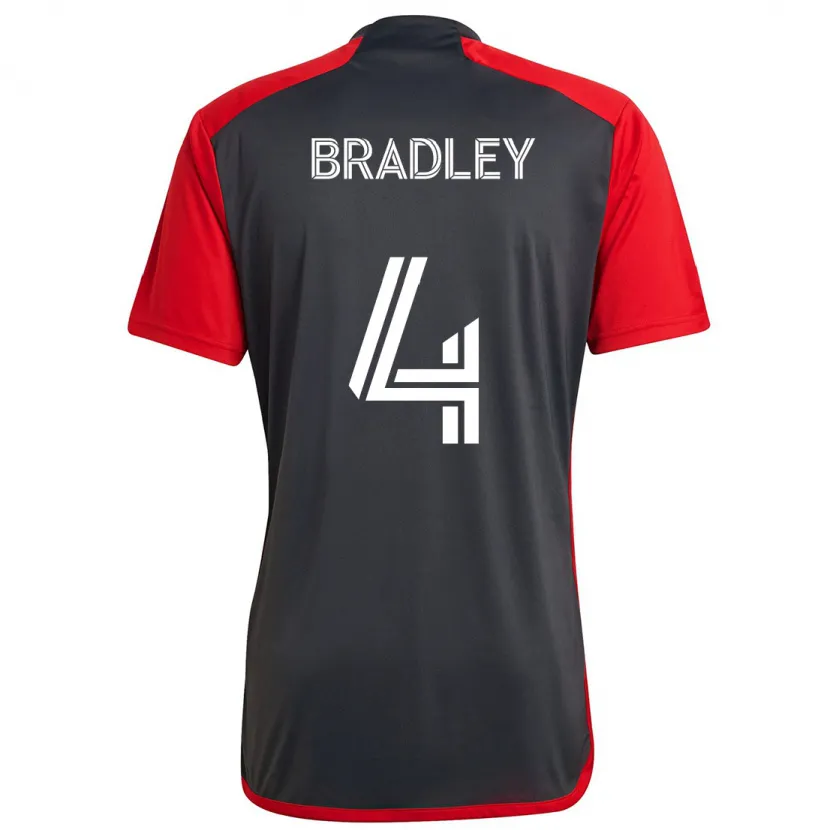 Danxen Enfant Maillot Michael Bradley #4 Rouge Gris Tenues Domicile 2024/25 T-Shirt