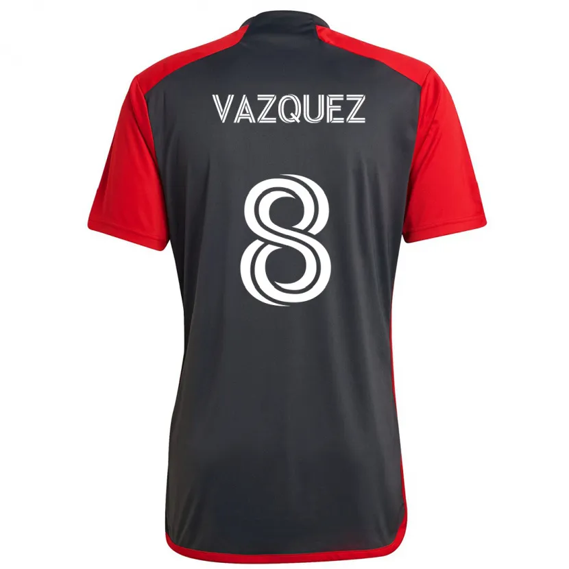 Danxen Enfant Maillot Víctor Vázquez #8 Rouge Gris Tenues Domicile 2024/25 T-Shirt