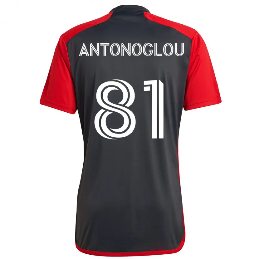 Danxen Enfant Maillot Themi Antonoglou #81 Rouge Gris Tenues Domicile 2024/25 T-Shirt