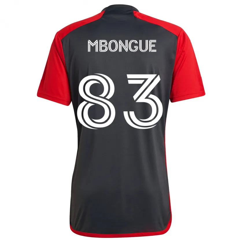 Danxen Enfant Maillot Hugo Mbongue #83 Rouge Gris Tenues Domicile 2024/25 T-Shirt