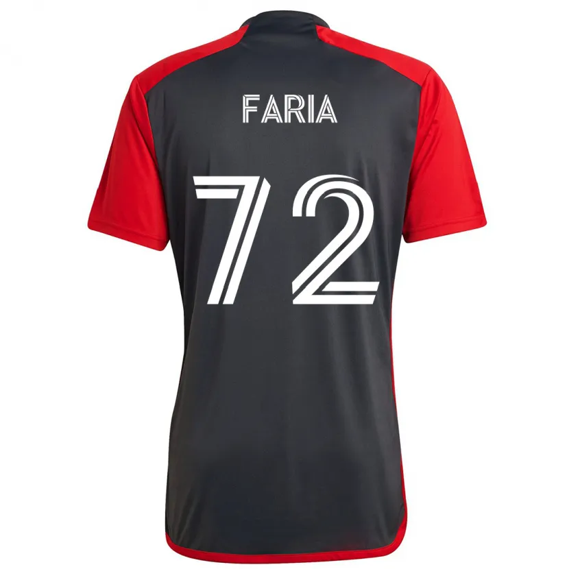 Danxen Enfant Maillot Jordan Faria #72 Rouge Gris Tenues Domicile 2024/25 T-Shirt