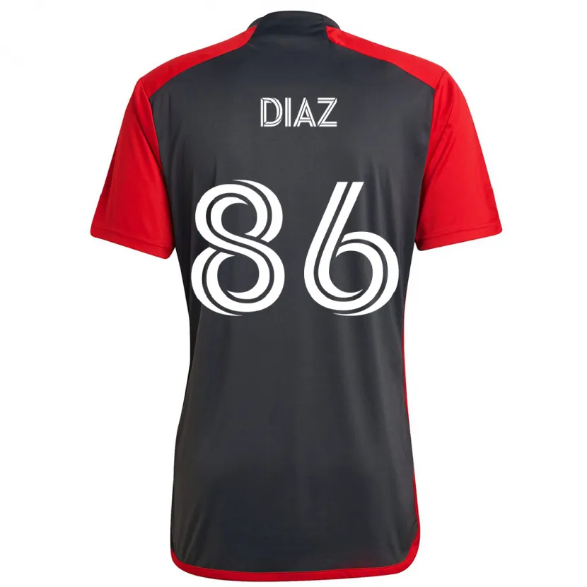 Danxen Enfant Maillot Alec Díaz #86 Rouge Gris Tenues Domicile 2024/25 T-Shirt