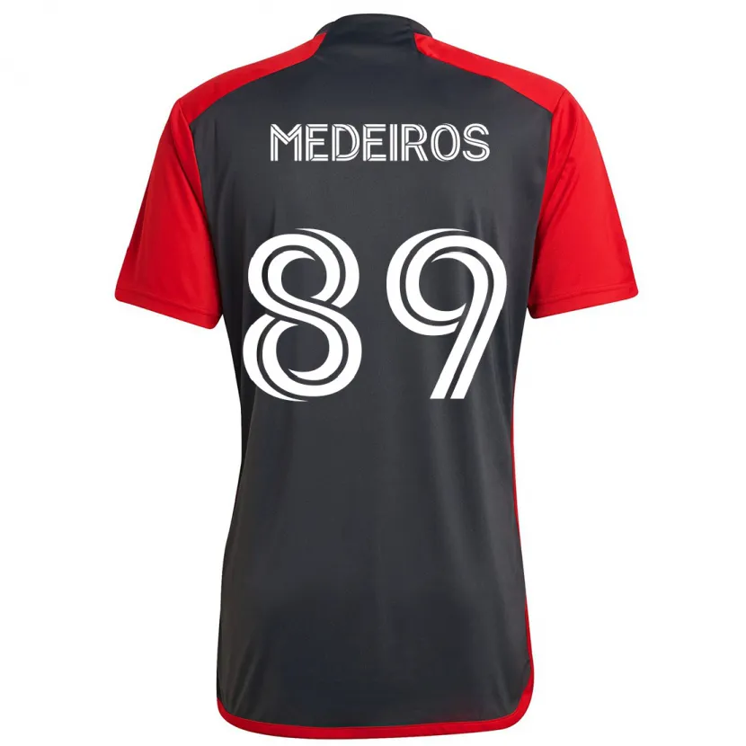 Danxen Enfant Maillot Matthew Medeiros #89 Rouge Gris Tenues Domicile 2024/25 T-Shirt