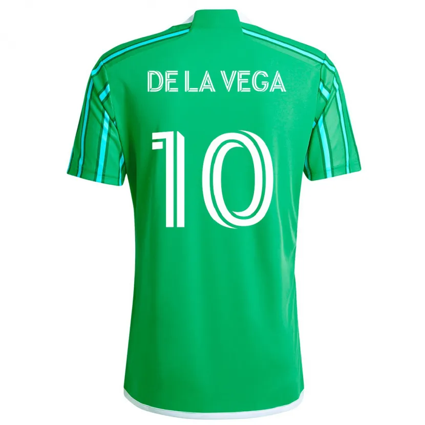 Danxen Enfant Maillot Pedro De La Vega #10 Vert Blanc Tenues Domicile 2024/25 T-Shirt