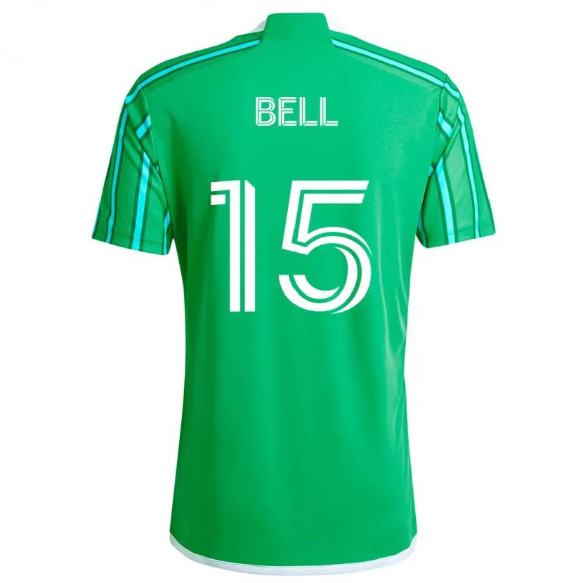 Danxen Enfant Maillot Jon Bell #15 Vert Blanc Tenues Domicile 2024/25 T-Shirt