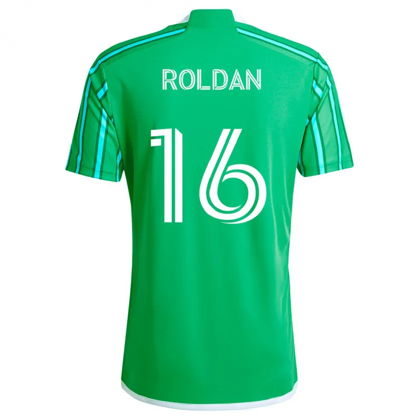 Danxen Enfant Maillot Álex Roldán #16 Vert Blanc Tenues Domicile 2024/25 T-Shirt