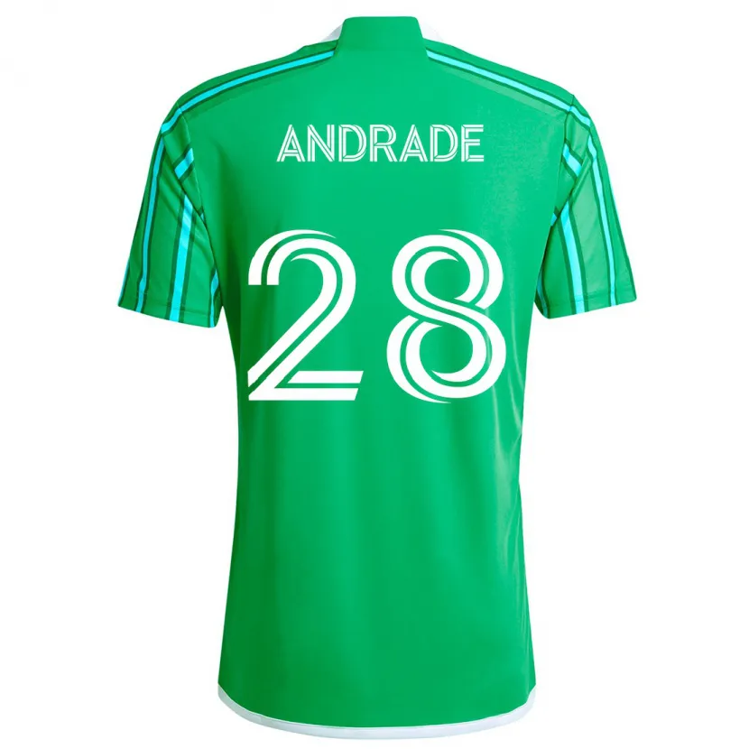 Danxen Enfant Maillot Yeimar Gómez Andrade #28 Vert Blanc Tenues Domicile 2024/25 T-Shirt